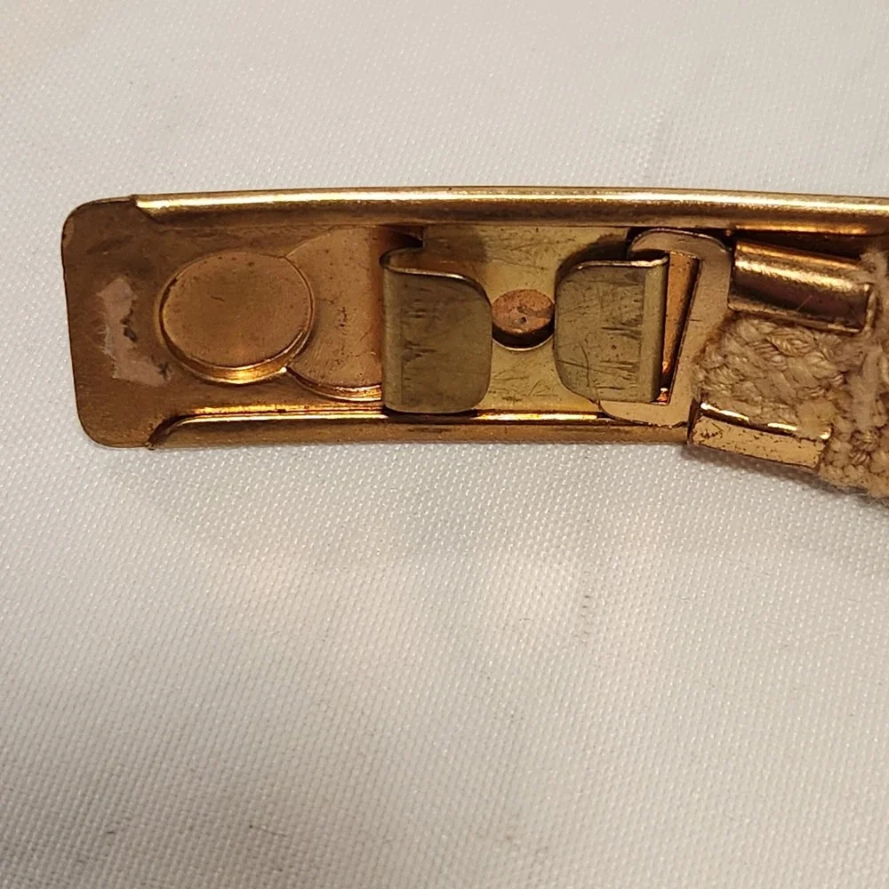 Vintage Fish Scales Belt 70s Gold Tone Stretch Elastic Hook Buckle Small 19.5 in